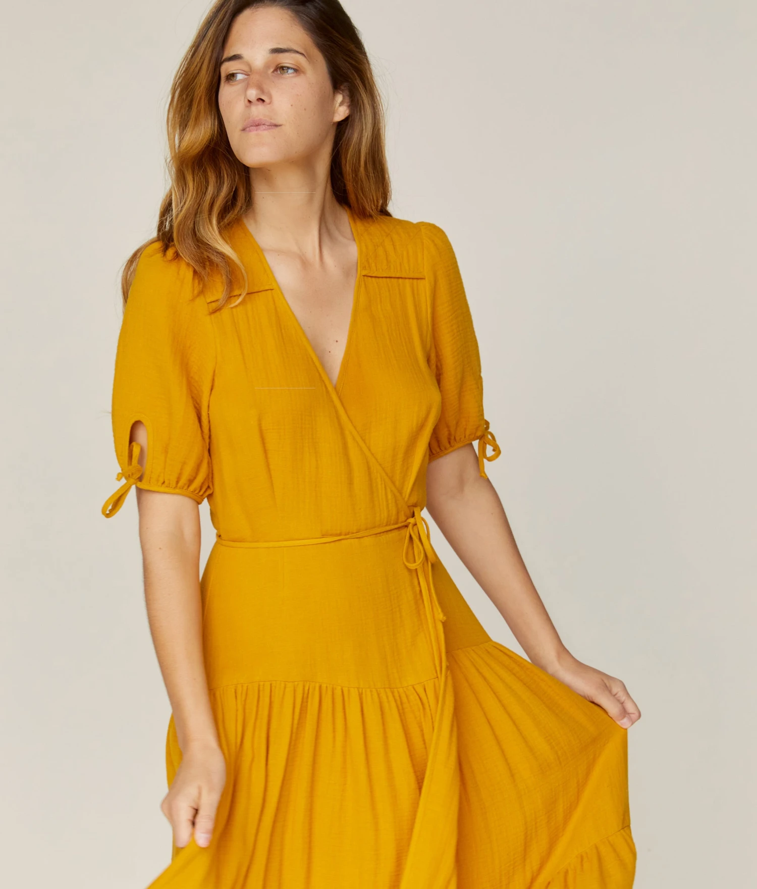 The Augusta Dress | Mustard Gauze 4 The Augusta Dress | Mustard Gauze - Image 4