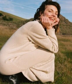 The Ashton Sweater Dress | Natural Pointelle -Ivona Sale Store Allie3 2