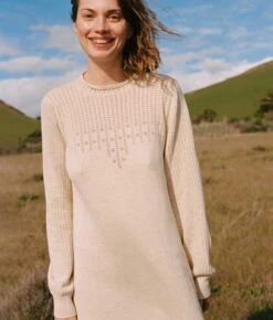 The Ashton Sweater Dress | Natural Pointelle -Ivona Sale Store Ashton1