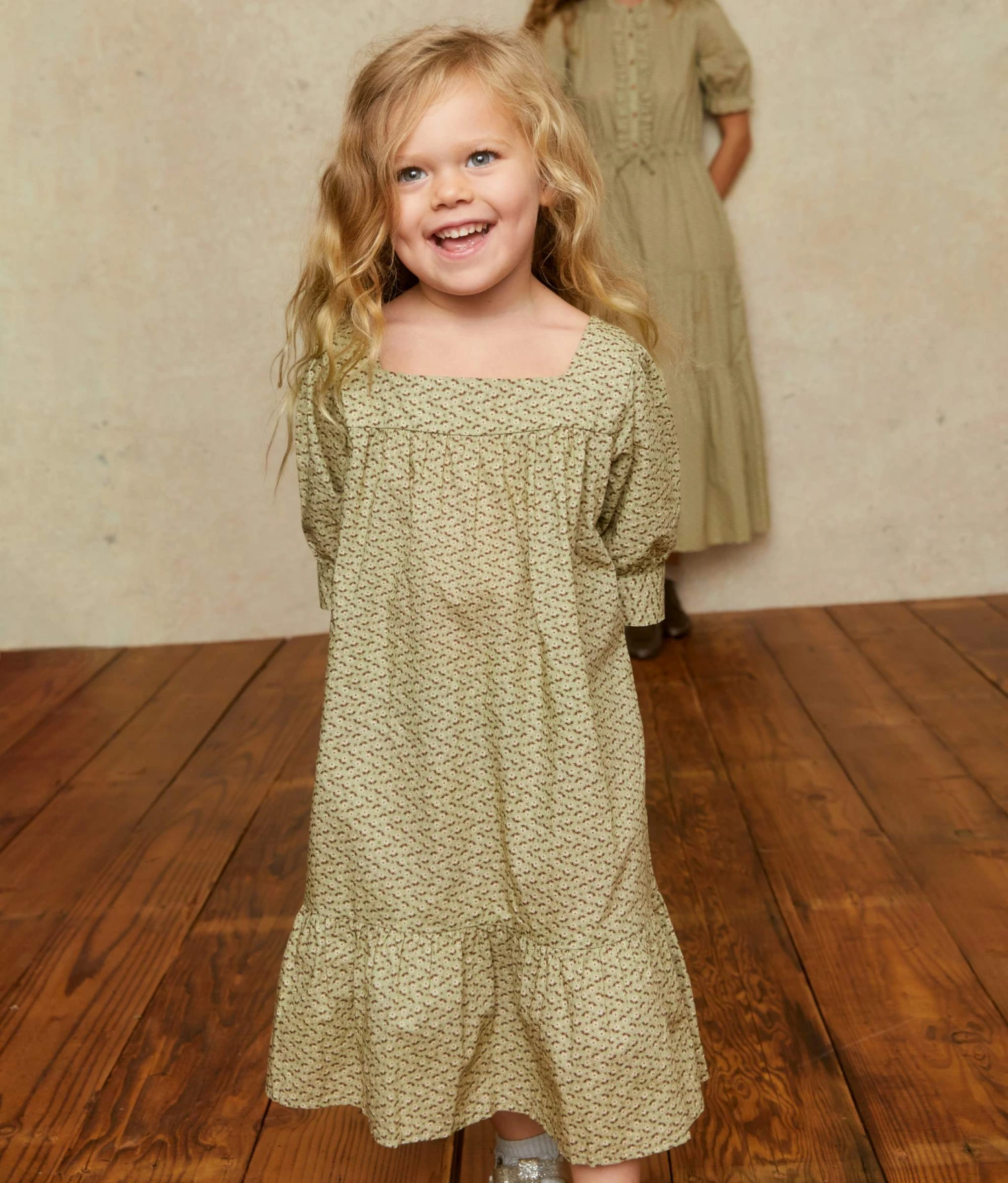 The Bianca Dress Kids | Geo Ditsy Sage 6 The Bianca Dress Kids | Geo Ditsy Sage - Image 6