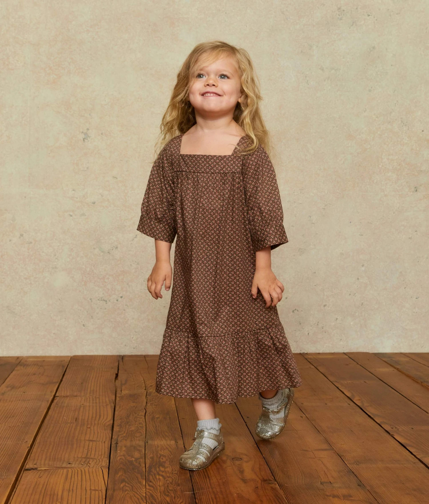 The Bianca Dress Kids | Geo Ditsy Hickory 2 The Bianca Dress Kids | Geo Ditsy Hickory - Image 2