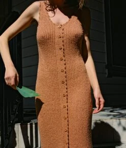 The Drew Dress | Toasted Nut Boucle -Ivona Sale Store Drew1