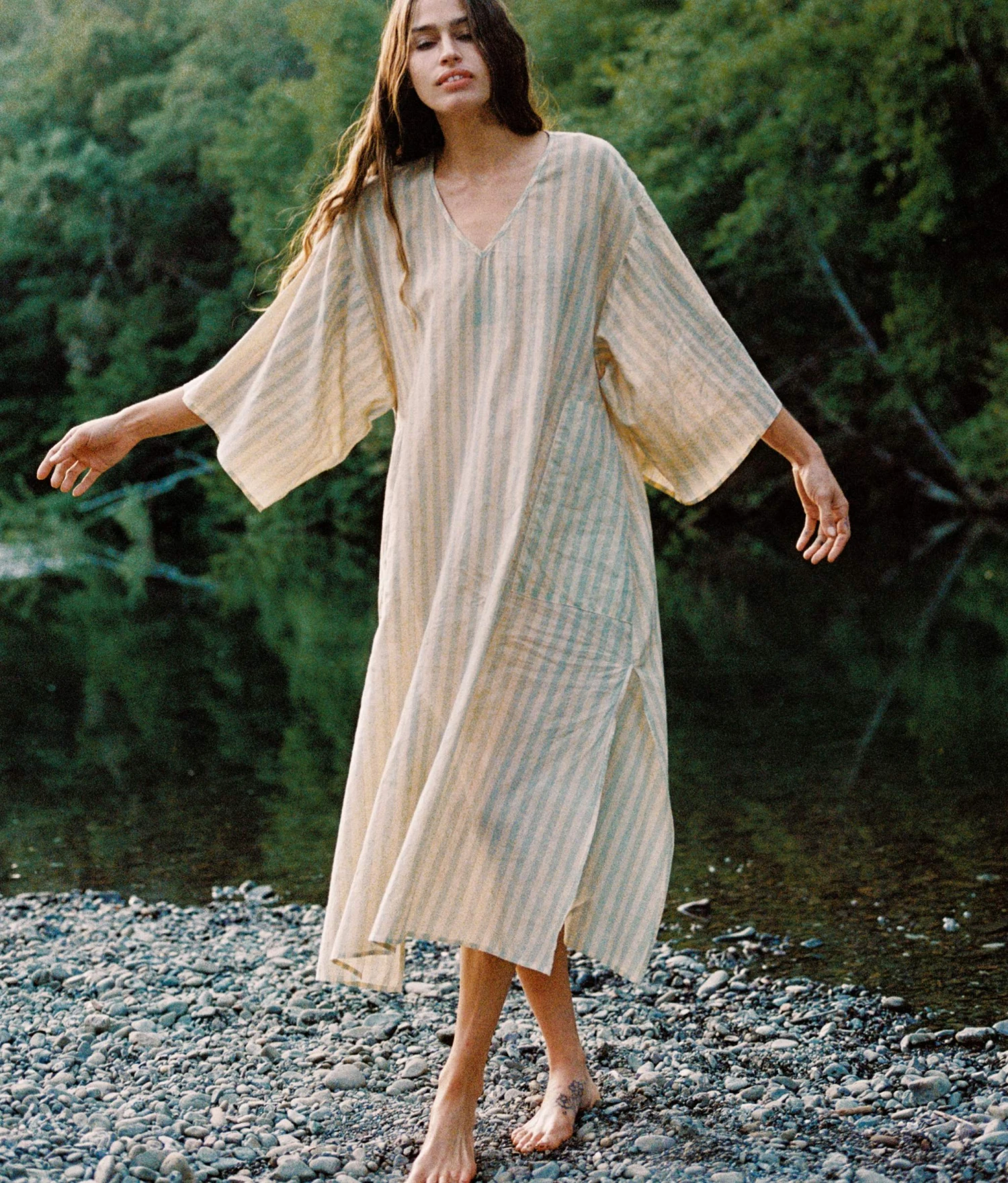 The Frida Dress | Aqua Stripe 3 The Frida Dress | Aqua Stripe - Image 3