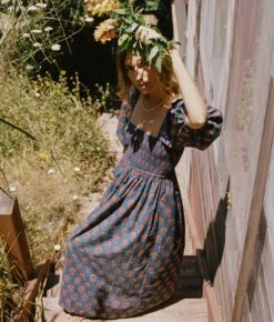 The Katrina Dress | Indigo Sunflower -Ivona Sale Store KatrinaCritty1