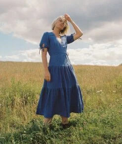 The Augusta Dress | Lapis Gauze -Ivona Sale Store LapisGauze1