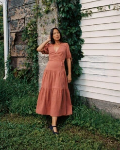 The Augusta Dress | Terracotta Gauze